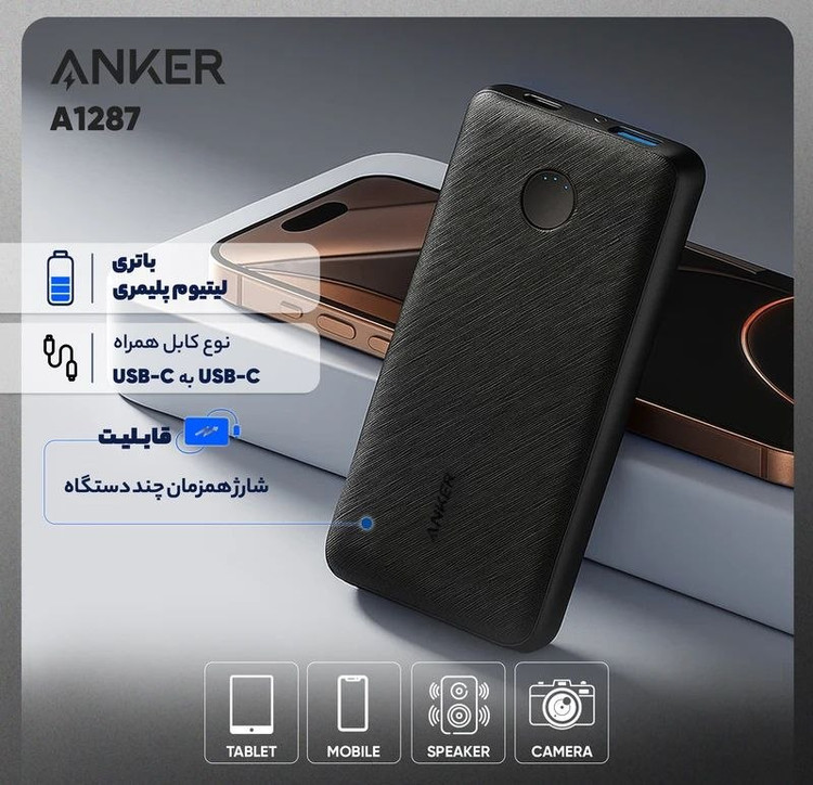 پاوربانک انکر مدل PowerCore Essential A1287 ظرفیت 20000 میلی آمپر ساعت