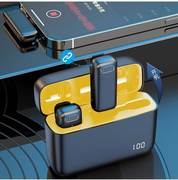 میکروفون یقهای بیسیم مدل K6 دو فرستنده با پورت Type-C و Lightning