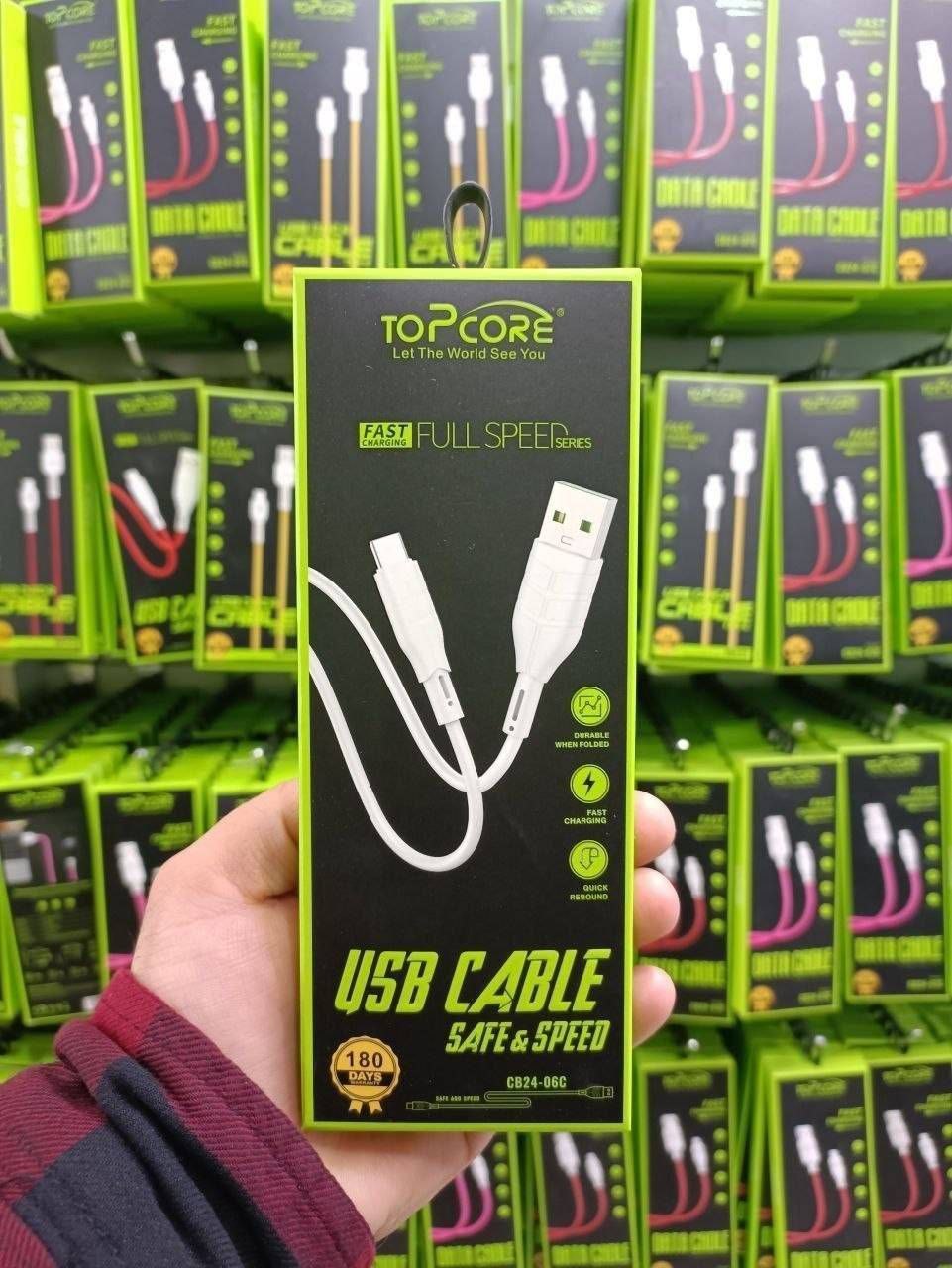 کابل شارژ اورجینال شرکتی TOPCORE مدل CB24-06C تایپ سی