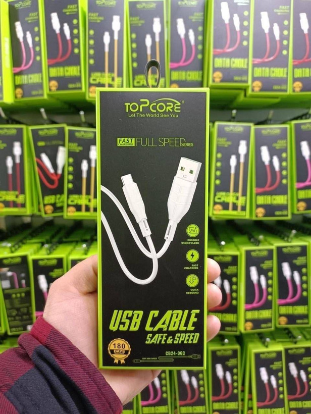 کابل شارژ اورجینال شرکتی TOPCORE مدل CB24-06C تایپ سی