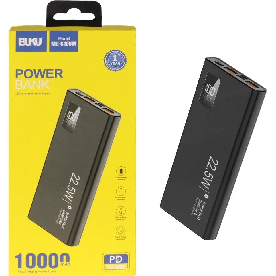 پاوربانک 10000 mAh برند BUKU مدل MG-G106m دارای 1 سال گارانتی شرکتی