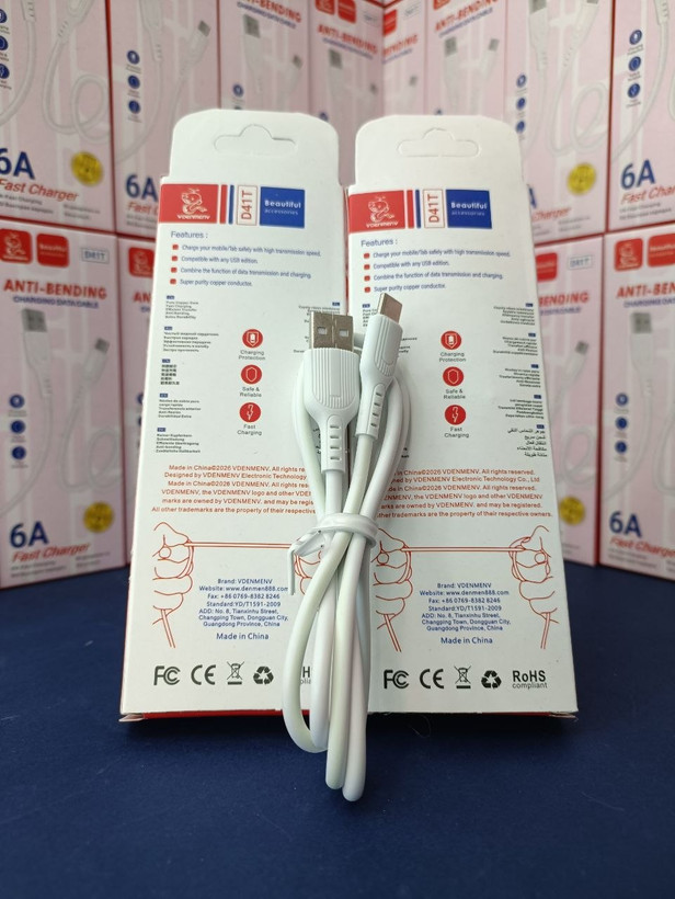 کابل شارژ DENMEN مدل D41T تایپ سی